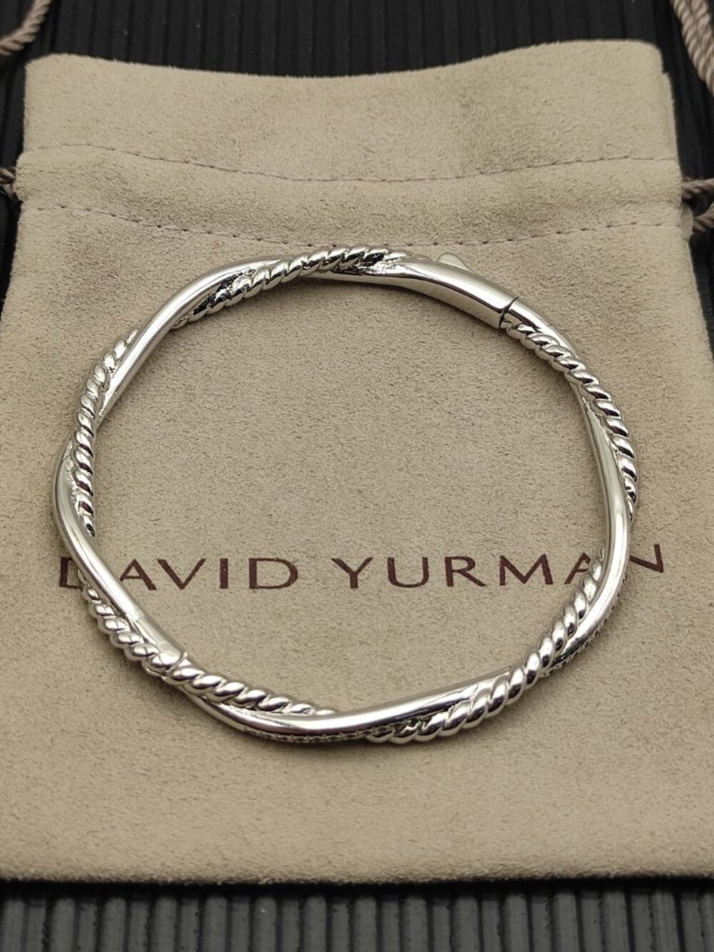 David Yurman Silver Crossover Twisted Cable Bangle Bracelet